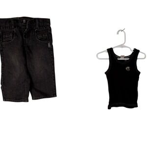 Knuckleheads Tank Top + MGXX Denim Shorts Set Kids Outfit Size 2T Cute